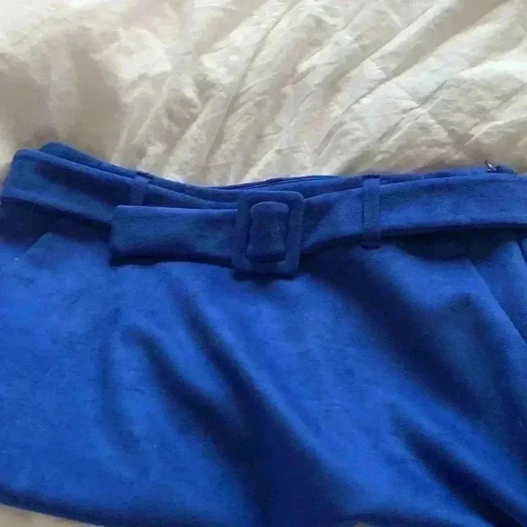 NWT Vera Moda faux suede blue  skirt with belt - Picture 6 of 9
